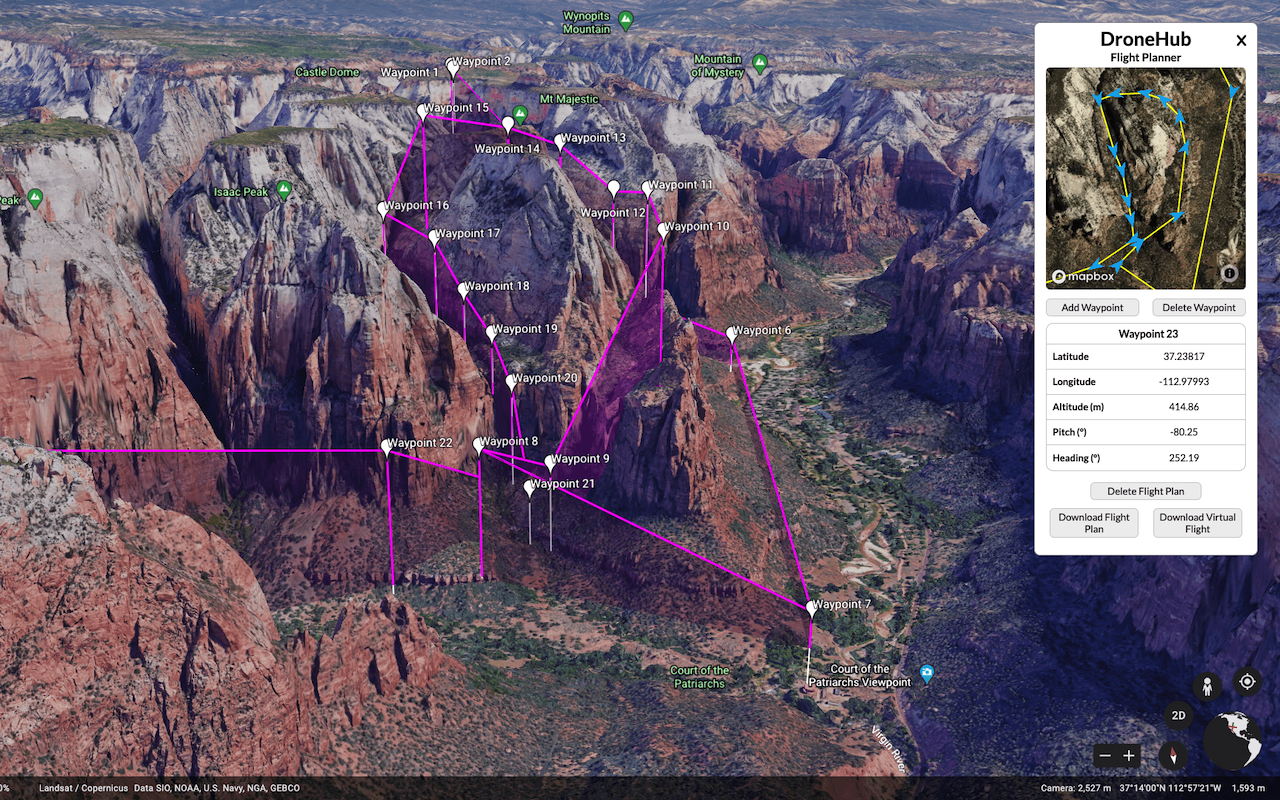 Drone flight planning in Google Earth